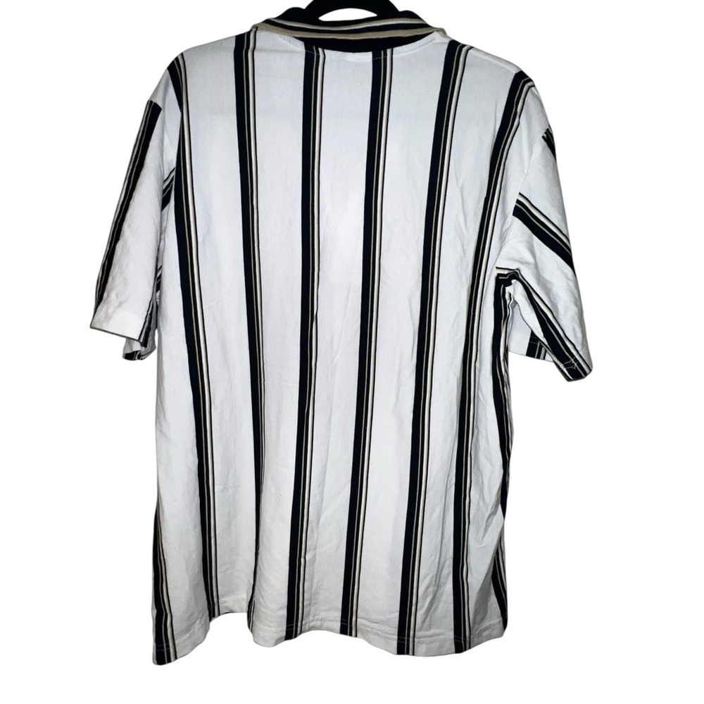 Vintage David Taylor Black and White Striped Polo Shirt - Picture 4 of 6